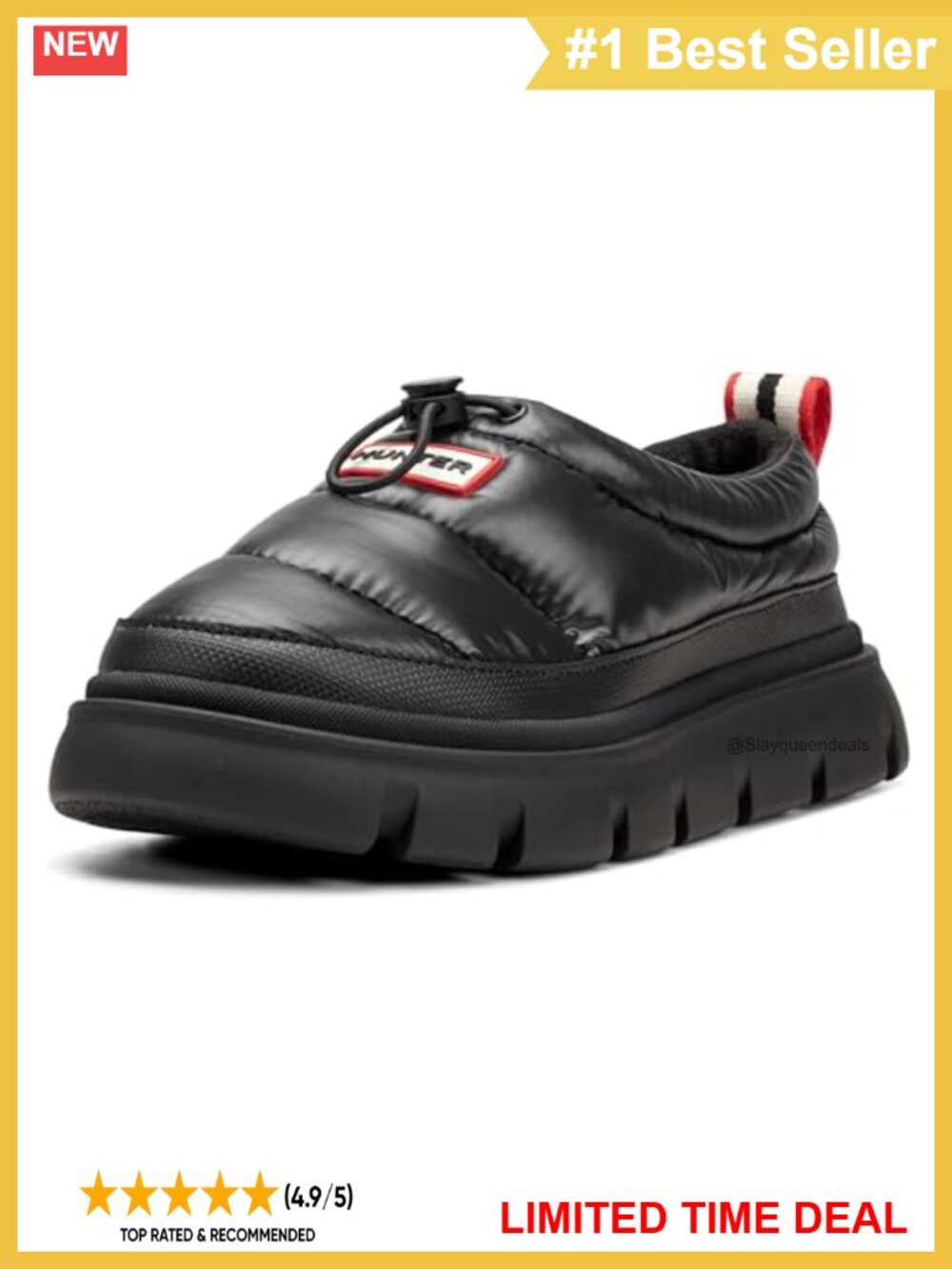 Water Resistant Mule Clog with Bungee Cord Closure and Cushioned Comfort